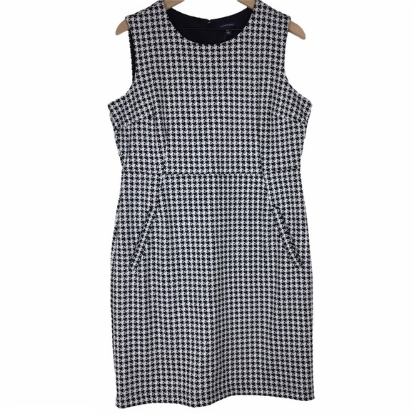 LANDS’ END LIGHTHOUSE Dress Houndstooth Sleeveless Fitted Petite Plus 14P NWT - Picture 1 of 13